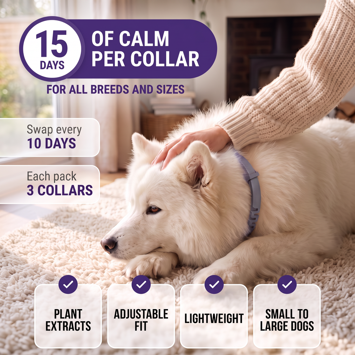 Calming Dog Collar 3 Pack – Adjustable, Fits All Sizes UK